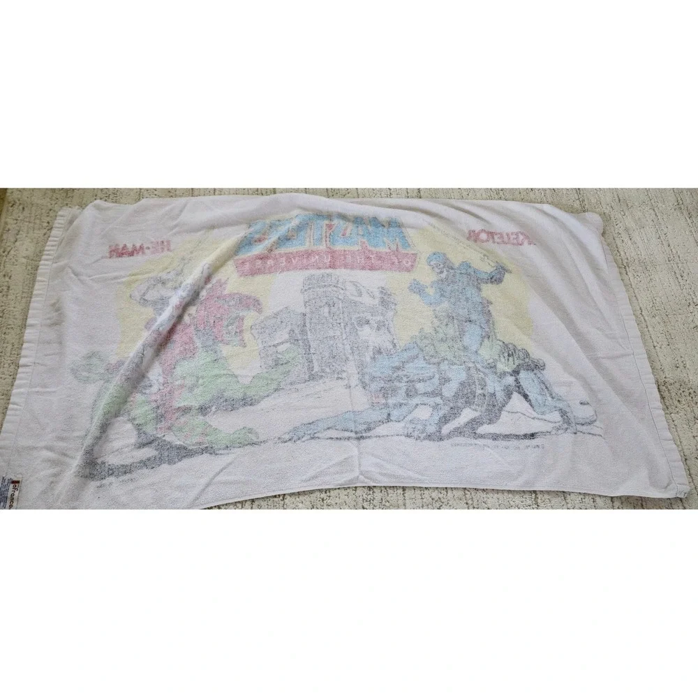 Vintage 1984 Masters of the Universe He-Man Skeletor Beach Towel Franco 80s Thin